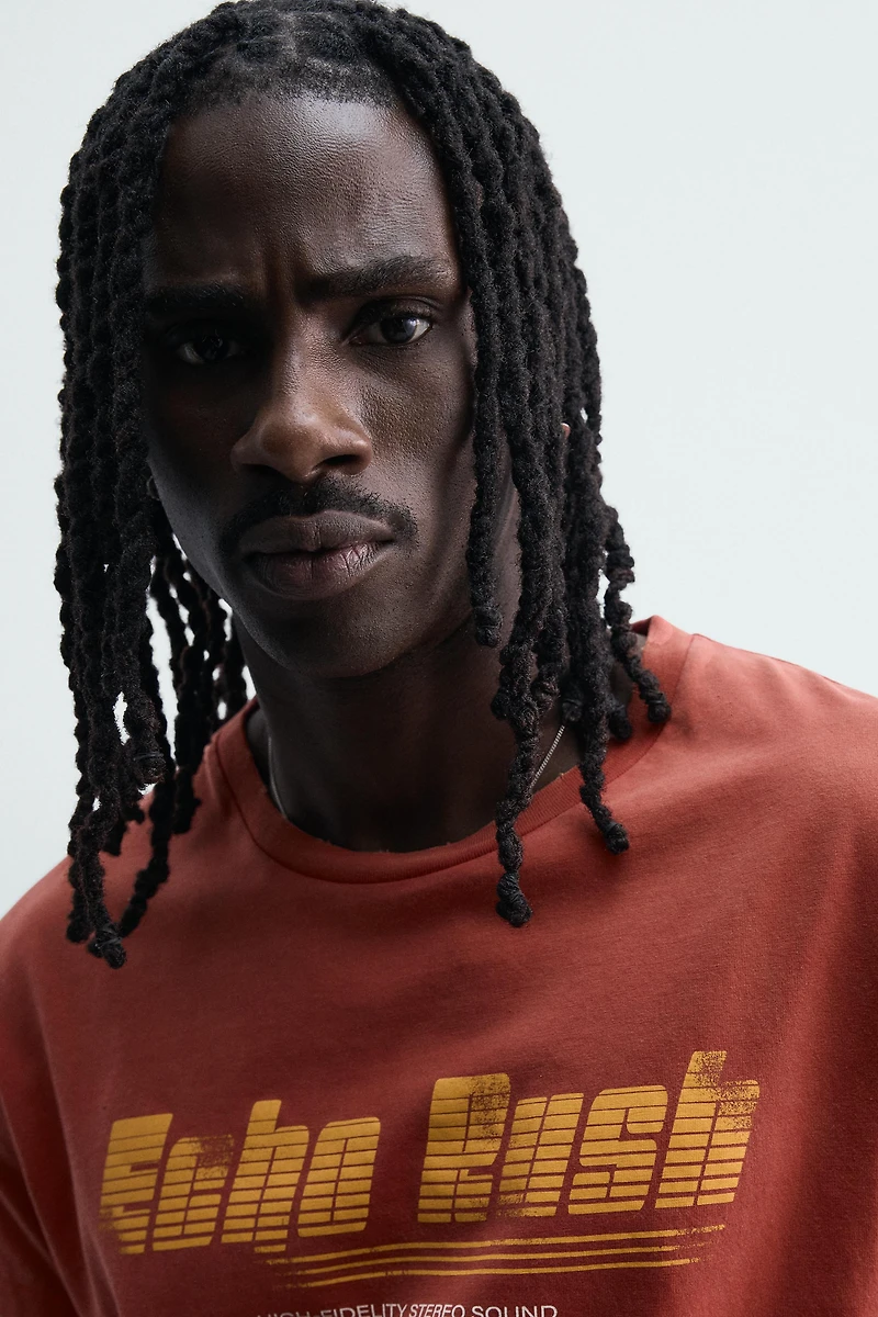 WASHED TEXT PRINT T-SHIRT