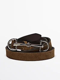 Ceinture équestre en croûte de cuir et nickel