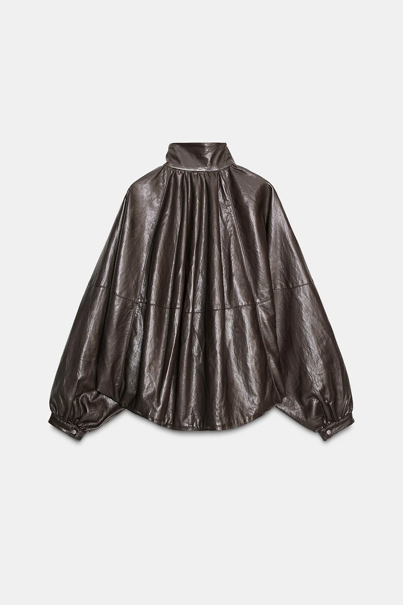 ZW COLLECTION FAUX LEATHER BOMBER JACKET