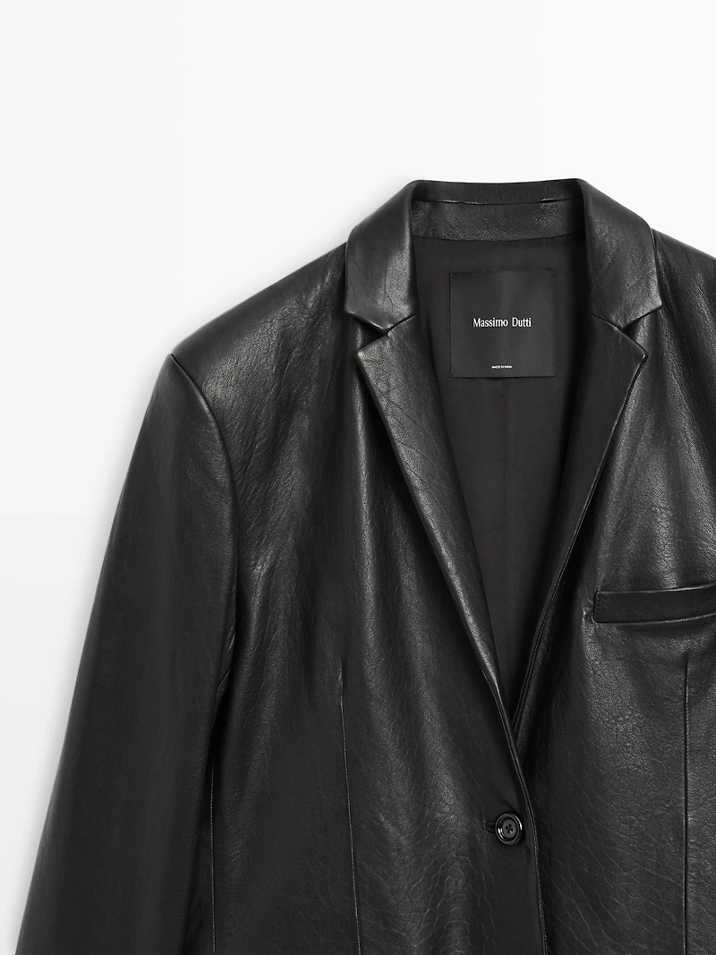 Manteau long en cuir nappa