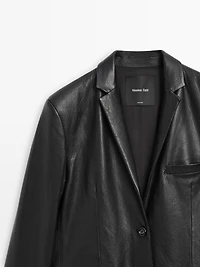 Manteau long en cuir nappa