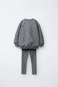 PRINTED RIB SWEATSHIRT AND LEGGING SET