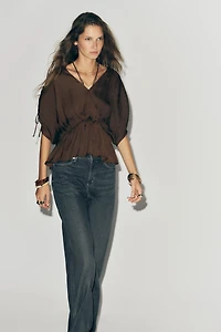 RUCHED SATIN EFFECT BLOUSE