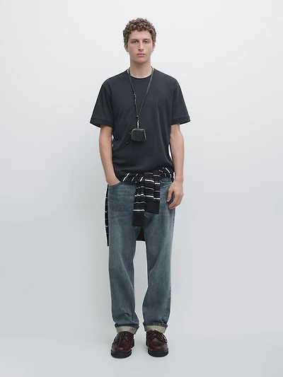 Contrast collar T-shirt, 100% cotton