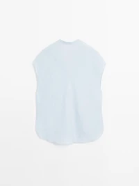 100% linen flowing blouse with open neck