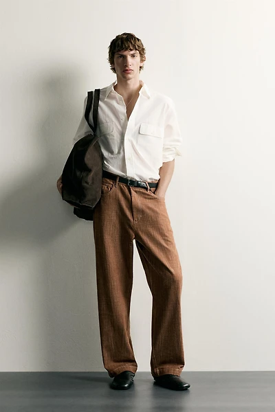 RELAXED FIT TOPSTITCHED PANTS