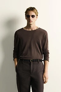 SEMI-SHEER KNIT T-SHIRT