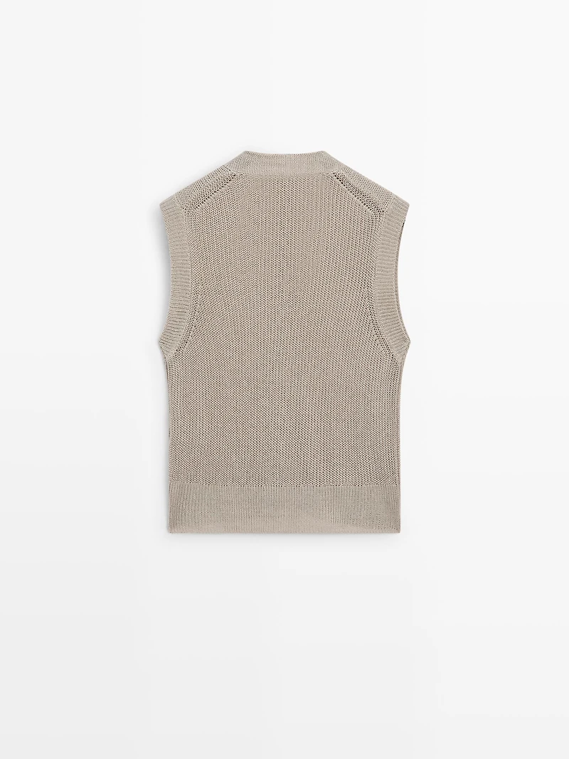 Gilet en maille à col montant