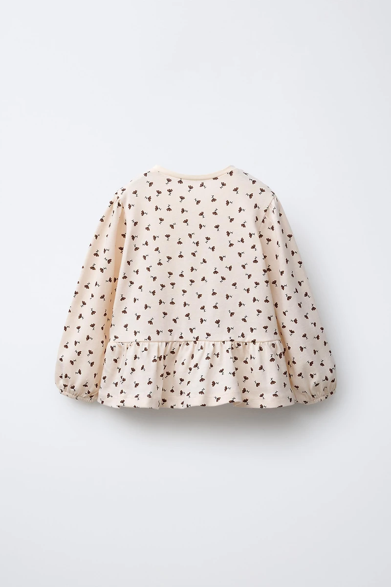 VELVET BOW FLORAL T-SHIRT