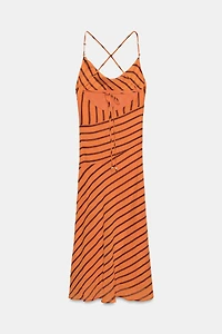 STRIPED STRAPPY MIDI DRESS