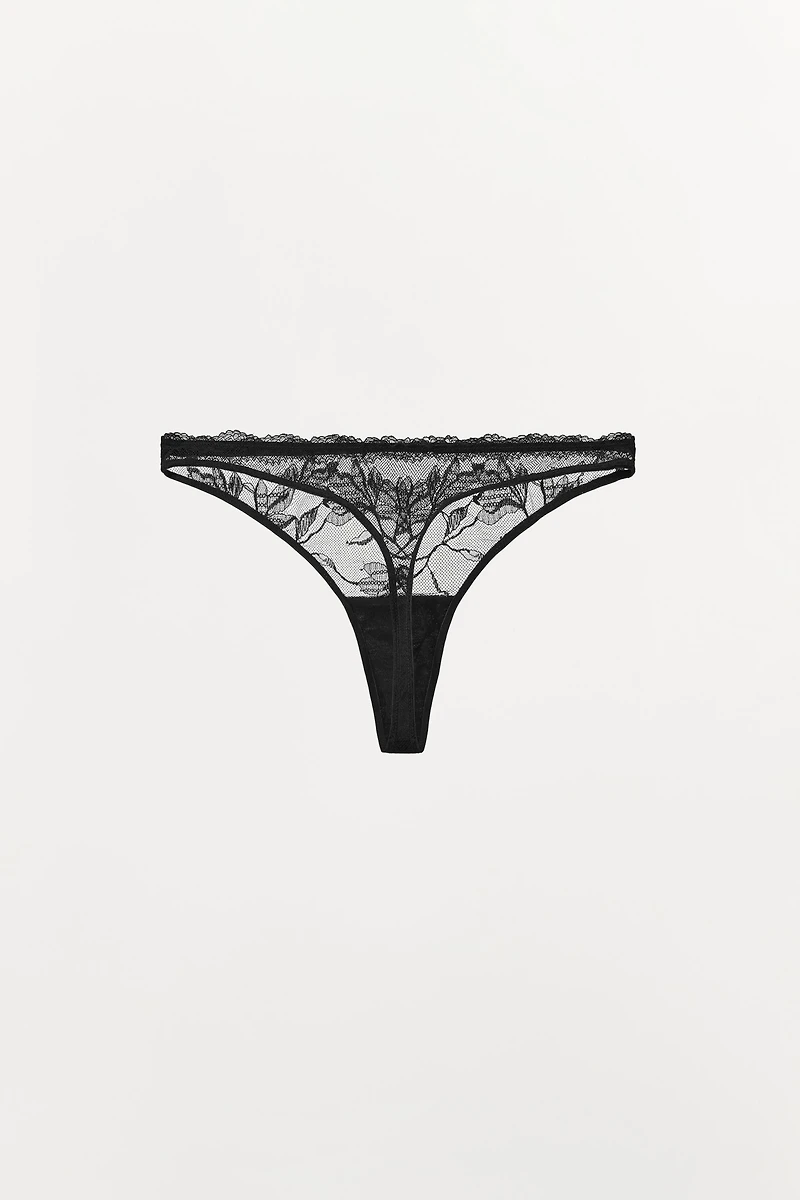 FLORAL EMBROIDERED THONG