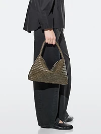 Small braided leather shoulder bag