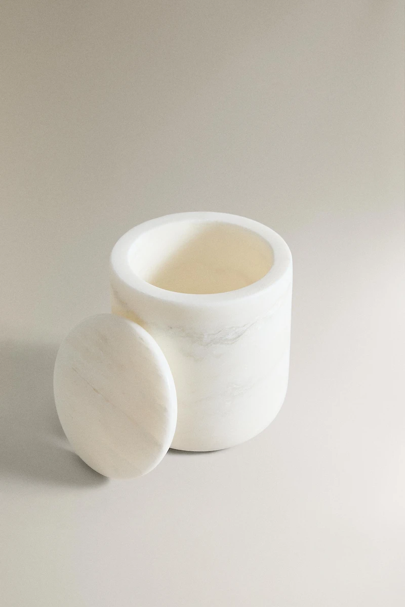 POT DE RANGEMENT SALLE DE BAIN MARBRE BLANC