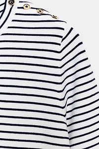 STRIPED SHORT SLEEVE KNIT JUMPER