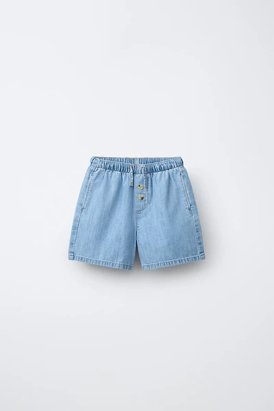 BUTTONED DENIM SHORTS