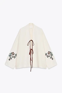 100% LINEN EMBROIDERED KIMONO