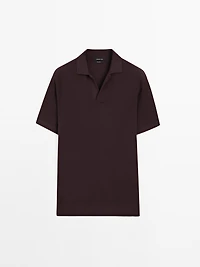 Knit V-neck polo shirt