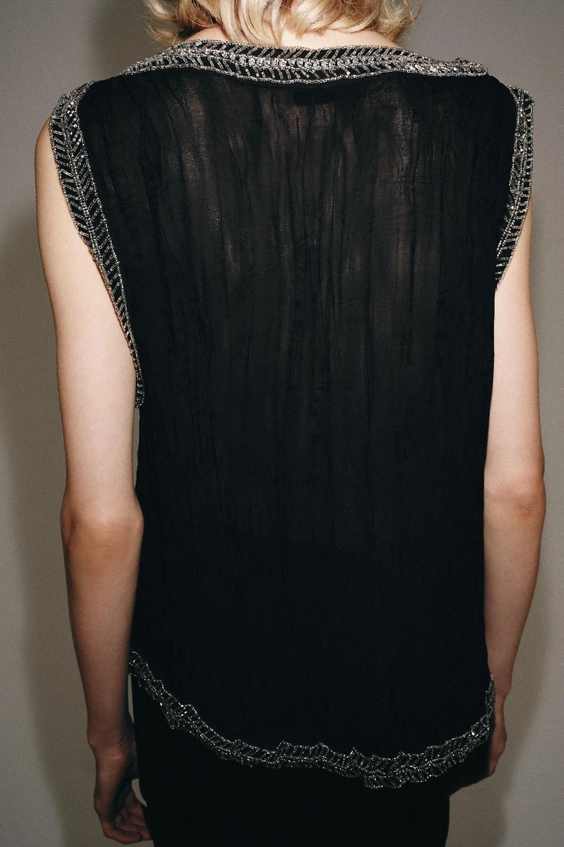 ZW COLLECTION JACQUARD BEADED TOP