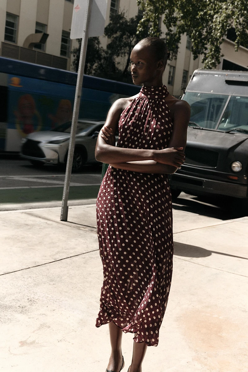 ROBE MI-LONGUE À POIS