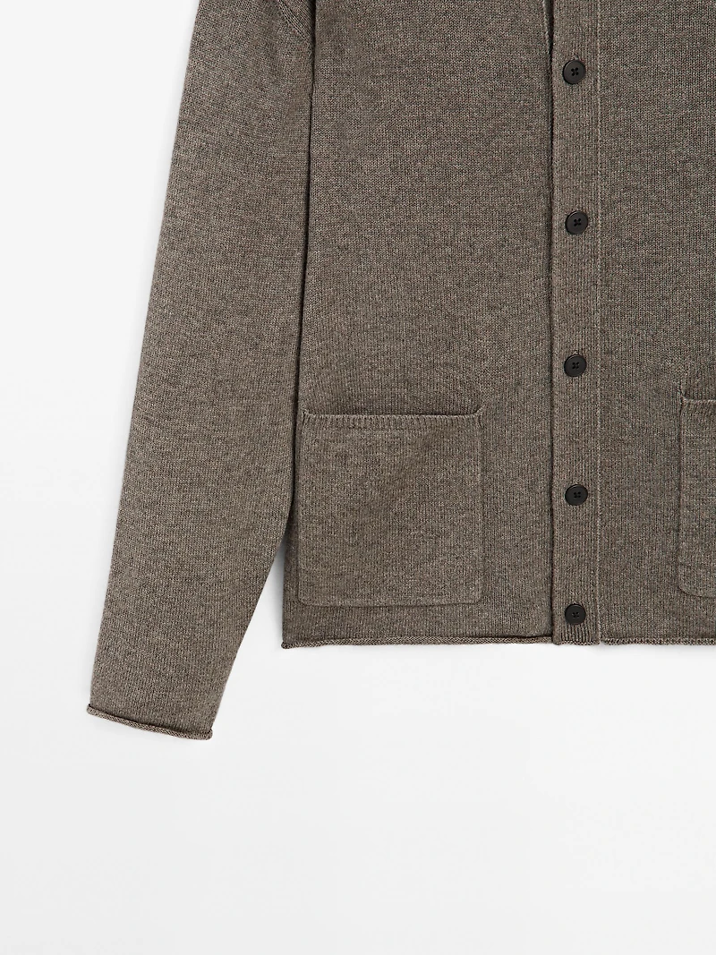 Cotton blend knit cardigan