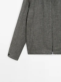 Faded textured linen blend jacket