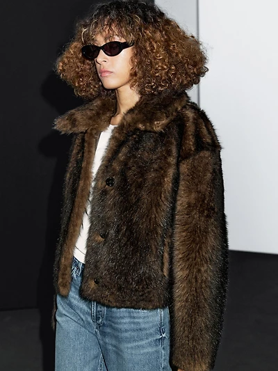 Short natural fur coat