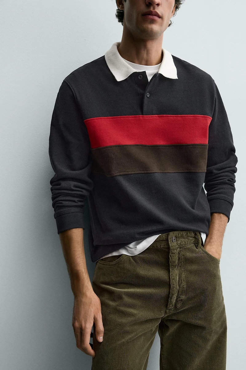 CONTRAST STRIPE POLO SHIRT