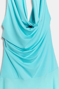 COMBINATION HALTER MIDI DRESS