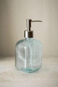 BLUE BUBBLE-EFFECT GLASS SOAP DISPENSER