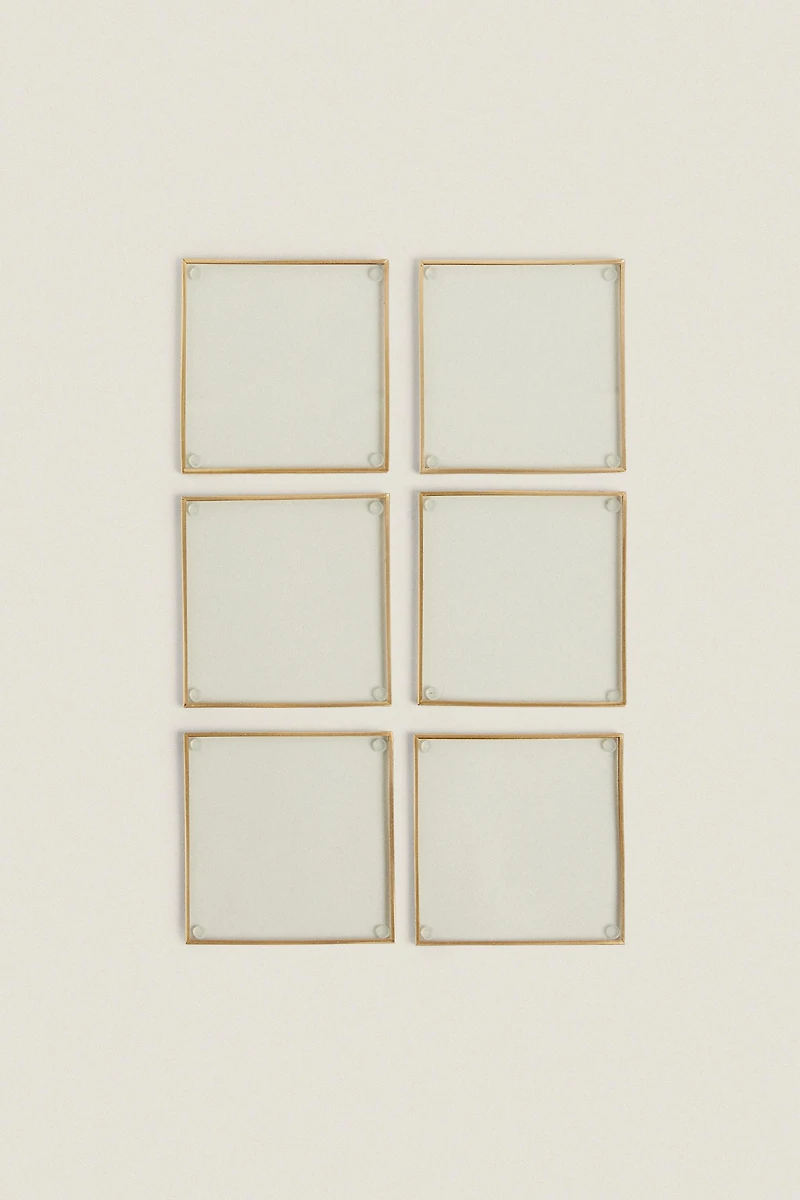SET OF METAL AND GLASS COASTERS (SET OF 6)