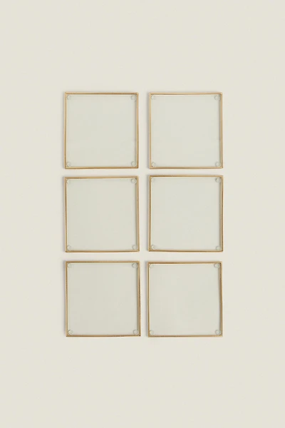 SET OF METAL AND GLASS COASTERS (SET OF 6)