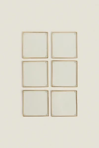 SET OF METAL AND GLASS COASTERS (SET OF 6)