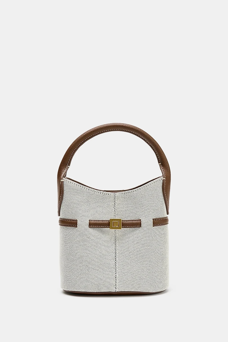 MINI CANVAS BUCKET BAG WITH BUCKLE