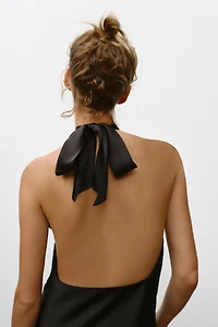 OPEN BACK SATIN MIDI DRESS