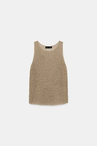100% LINEN OPEN-KNIT TOP