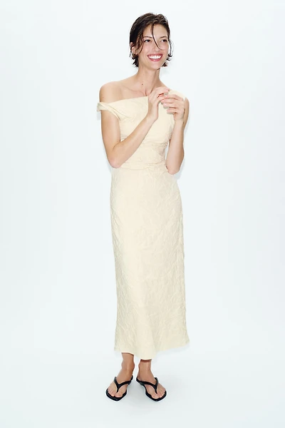 PLEATED JACQUARD DRESS