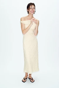 PLEATED JACQUARD DRESS