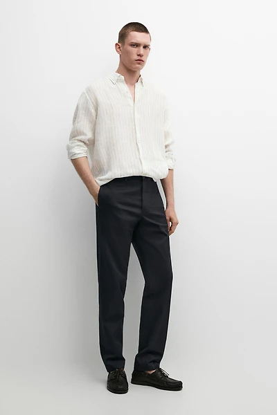 Cotton-blend slim fit pants