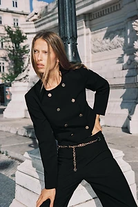 CHAIN BELT ANKLE PANTS