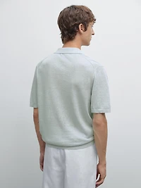 100% linen knit polo shirt