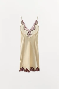 SATIN LACE SLIP DRESS