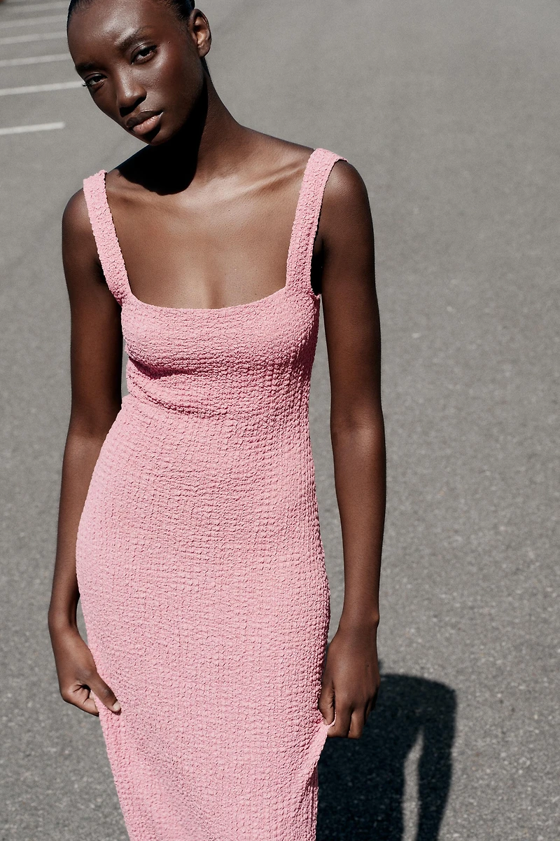TEXTURED MIDI DRESS