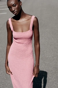 TEXTURED MIDI DRESS