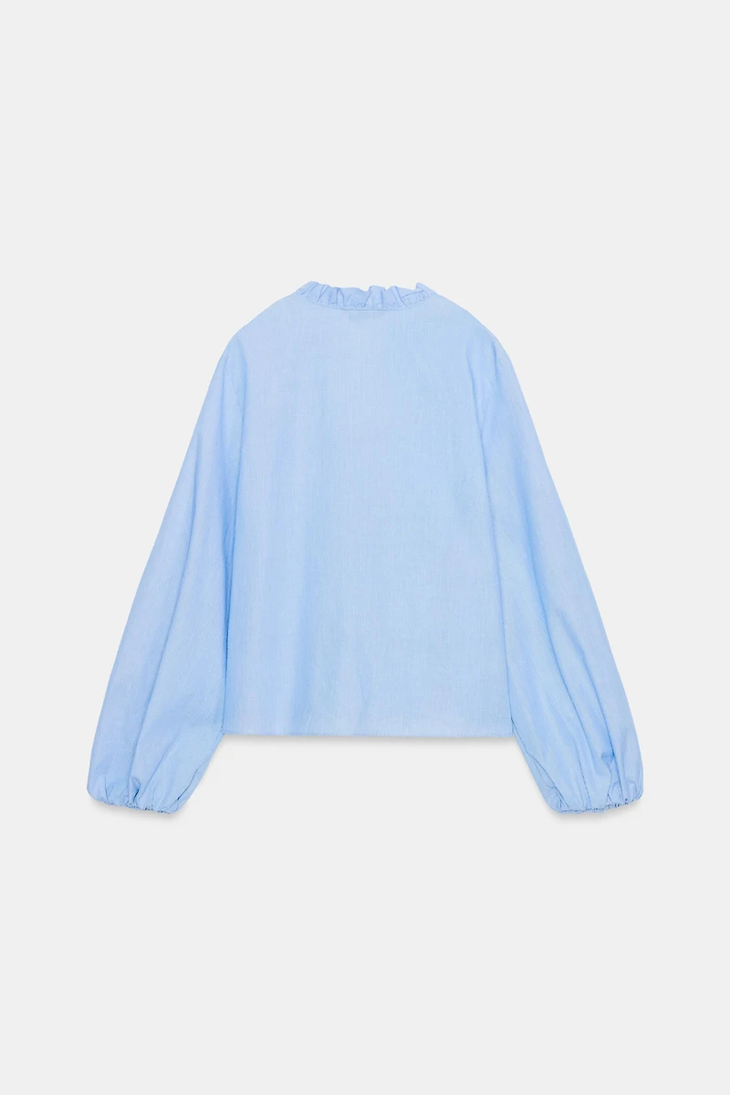 RUFFLED POPLIN BLOUSE