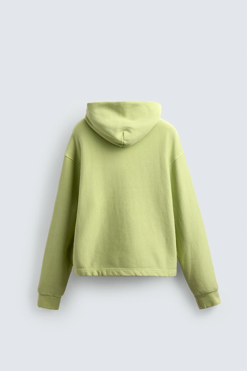 WASHED EFFECT HOODIE SWEATSHIRT