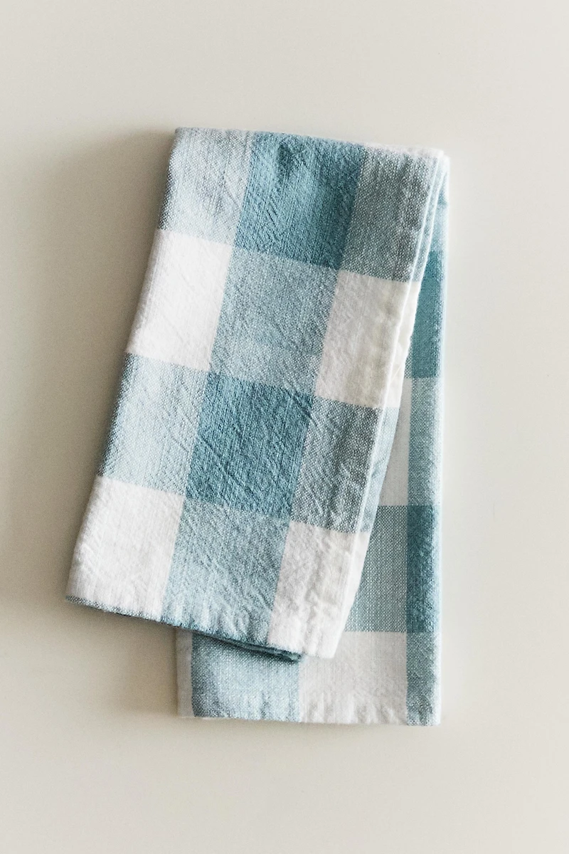 SERVIETTES DE TABLE COTON CARREAUX (LOT DE 2)