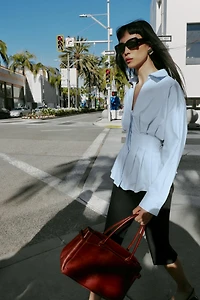 PLEATED POPLIN SHIRT