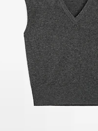 Veste sans manches en maille à col V