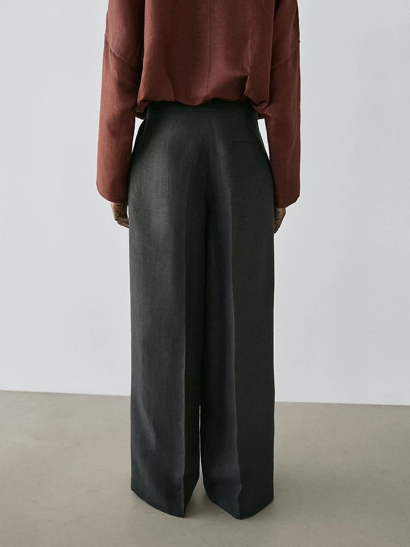 Pantalon de tailleur fluide en lin