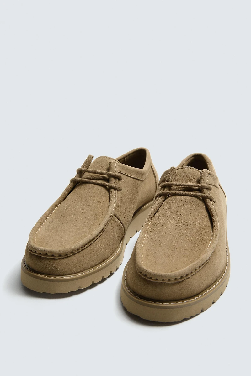 LEATHER SHOES WITH RAISED SEAM